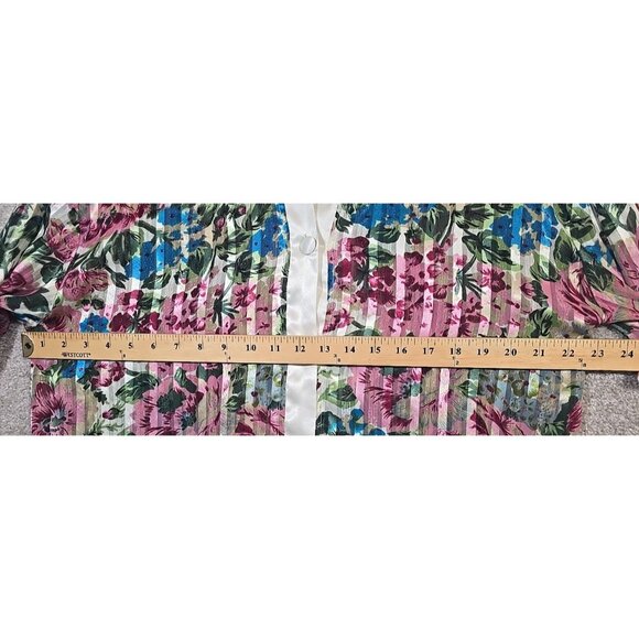 Victoria's Secret 2 Pc Vtg 90s Satin Floral Pajama Set Top Pants Ivory Women's L - Picture 14 of 16